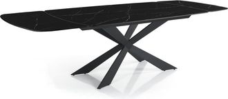 Oresteluchetta Mesa extensible oval cer&aacute;mica/acero negro-negro 75,5x90x160-240 cm