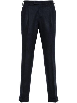 Pantaloni Torino Blue Wool Blend Brushed Effect Pleat Pants