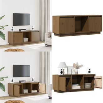 vidaXL Mobile Porta TV Ambra 110,5x35x44 cm in Legno Massello di Pino - Mobile per stereo - Arredamento moderno