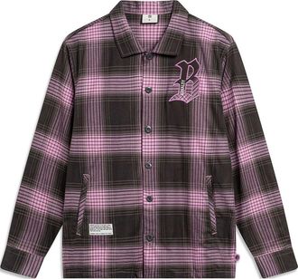 Li-Ning x Mister Cartoon BadFive Graphic Plaid Shirt Grey Pink AFDT855-2