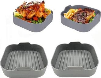 OEM Accesorios Para Freidora De Aire, Bandeja De Silicona Para Hornear, Alternativa Al Papel De Hornear, Molde Tipo Cesta Para Hornear, 20 Cm, Gris
