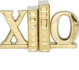 CosmoLiving by Cosmopolitan Cosmoliving By Cosmopolitan Set Of 4 X And O Gold Ceramic Sculpture