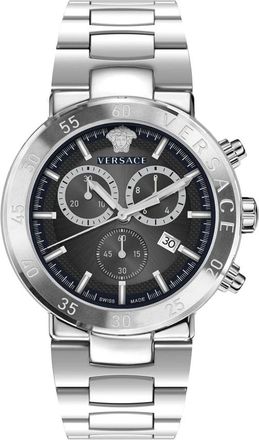 Versace Greca Chrono Wave - Heren - Horloges - Grijs - ONE Size - Accessoires
