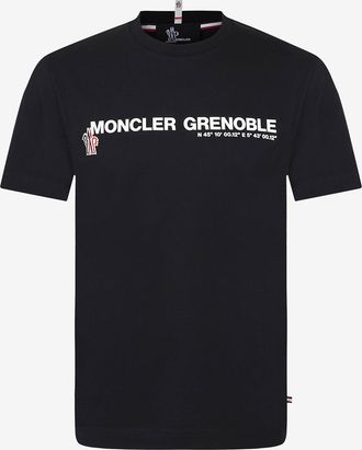 Moncler Kurzarm-T-Shirt mit Logo- und Koordinatenprint