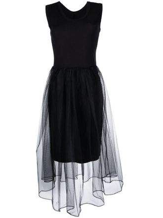 JNBY sleeveless tulle-panel dress - women - Polyester - L - Black