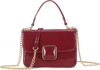 Generic Evening Clutch Purse, Patent Leather, Gold Chain Strap, Hard Case (Cherry Red 1)