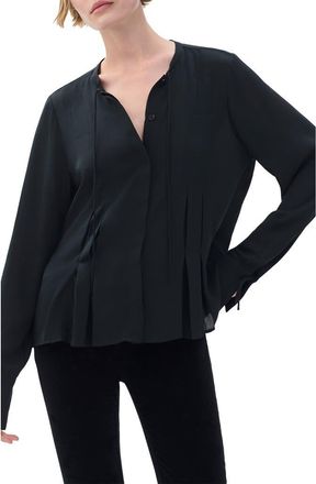 Rag & Bone Adren Pleated Button-Up Shirt in Black at Nordstrom, Size X-Small