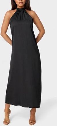 Bebe Crushed Satin Mock Neck Maxi Dress in Black at Nordstrom Rack, Size X-Small