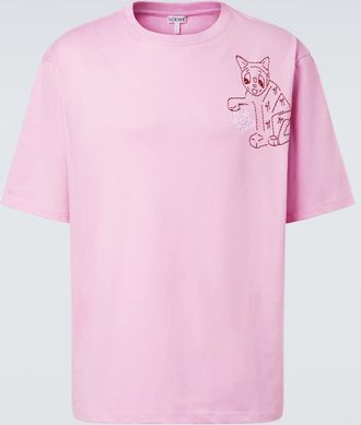 Loewe x Louis Wain - T-shirt in jersey di cotone con ricamo