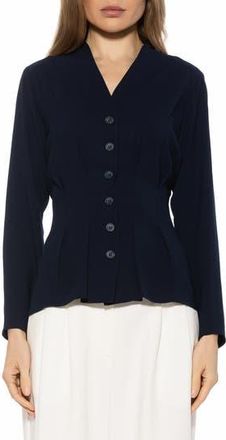 Alexia Admor Amaris Cinched Waist Button-Up Shirt in Lapis at Nordstrom Rack, Size 14