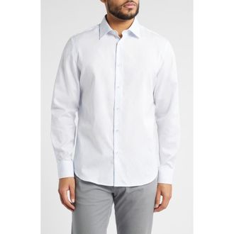Bugatchi Julian Shaped Fit Button-Up Shirt in Classic Blue at Nordstrom, Size Xxx-Large