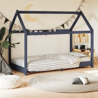 vidaXL Estructura De Cama Infantil Madera Maciza Pino Gris 80x160 Cm Vidaxl