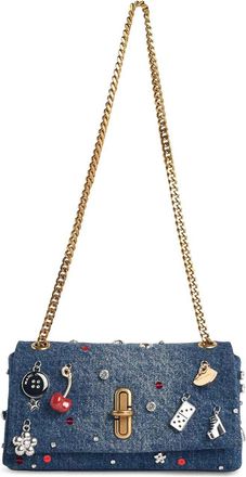 Marc Jacobs Mini Double Chain Bag In Blue Denim