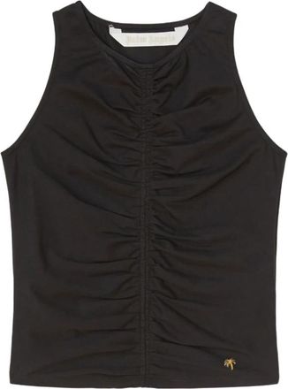Palm Angels Gerimpelde Top Zwart - Dames - Tops zonder mouwen - Zwart - L - Katoen - Tops