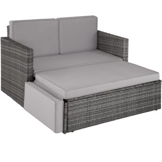 TecTake Garden Sofa Corfu in Grey | Size: 2 Seater