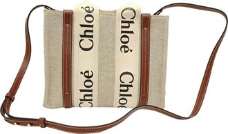 Chlo&eacute; Pre-owned Womens Chlo&eacute; Small Woody Tote Bag in Beige Cotton Canvas - One Size