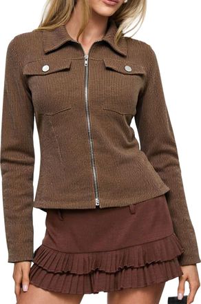 Generic Womens Vintage Corduroy Cropped Jacket Lapel Long Sleeve Slim Fit Corduroy Casaul Shirt Coat