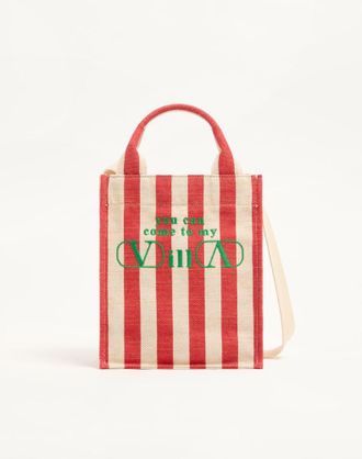 Valentino Garavani Mini Borsa Shopping Valentino Garavani In Canvas Di Cotone Uomo ROSSO/MULTICOLOR UNI