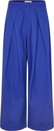Lollys Laundry Neon Blauwe Katoenen Broek Model 25459-2020 - Dames - Wijde Broeken - Blauw - M - Katoen - Broeken