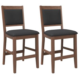vidaXL Taburetes De Bar Con Cojines, 2 Unidades, Madera Maciza Marr&oacute;n, Goma Vidaxl