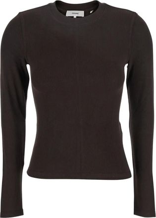 Frame Denim crew-neck ribbed-knit sweater - women - Modal/Spandex/Elastane - S - Brown