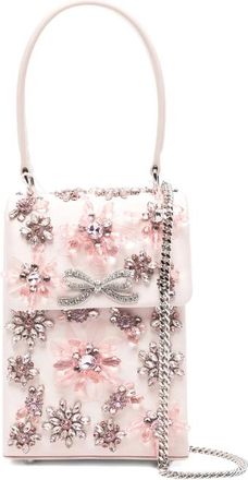 Self Portrait Floral-crystal Satin Mini Tote Bag