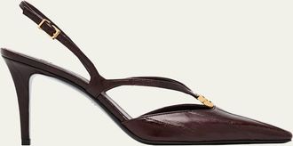 Fendi 85mm Fold Eel Leather Slingback Pumps