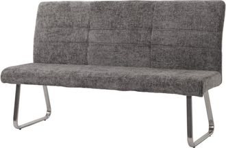 Hhg nunca usado] Banco 101, banco para comedor, acero inoxidable cepillado tejido/textil chenilla Oeko-Tex, 160cm, gris oscuro