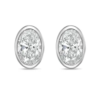 Diana M. Jewels 14Kt White Gold 5.00 cts Lab Grown Oval Diamond Bezel Studs