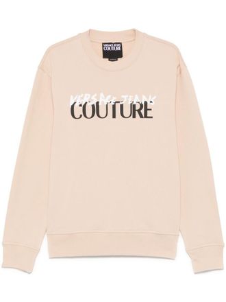 Versace Jeans Couture Beige Cotton Crewneck Sweatshirt With Logo