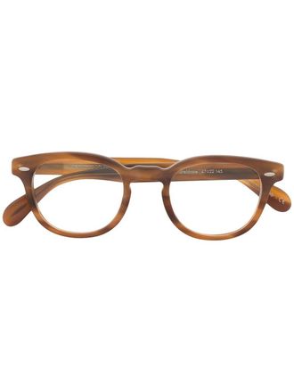 Oliver Peoples Sheldrake rectangle frame glasses - unisex - Acetate - 47 - Brown