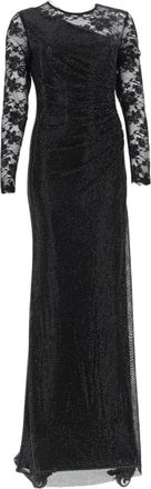 Self Portrait Black Sheer Lace Asymmetrical Maxi Dress