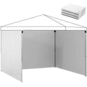 OUTSUNNY 3 Paredes Laterales Para Carpas De 3x3 M, 300x200 Cm, Paredes Laterales De Repuesto De Tela Oxford Con Cremallera, Para Fiestas, Blanco