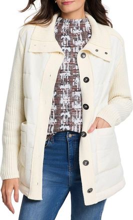 Nic+Zoe NIC+ZOE Mix Media Quilted Puffer Jacket