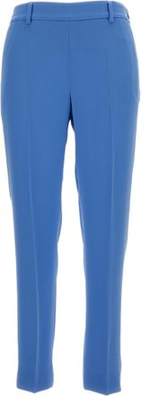 Alberto Biani Light Blue Straight-Leg Elasticated Waist Cropped Pants