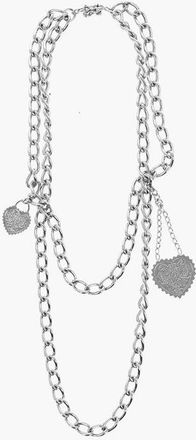 Dsquared2 Silver-Effect Chain OPEN YOUR HEART Necklace with Charms size Unica