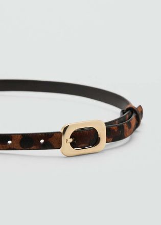 Mango Cintura leopardo pelle cioccolato - Donna - XL - MANGO