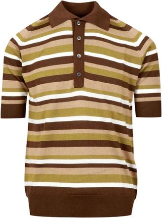 Pantaloni Torino Gestreepte Polo met Korte Mouwen - Heren - Polos - Bruin - M - Katoen - Tops
