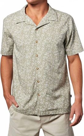 Toes on the Nose Palms Short Sleeve Button Up Shirt In Seagrass Micro Floral