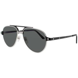 Cartier Mens Silver Tone Rectangular Sunglasses CT0476S004