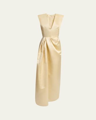Givenchy Draped Silk Sleeveless Dress with Slit