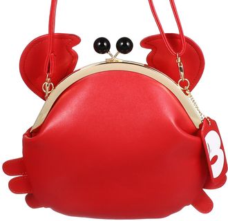 Generic BCOATH PU Red Crab Clasp Shoulder Bag Crossbody Purse Handbag for Women Small Crab Shoulder Bag Suitable for Daily Use and Casual Outings