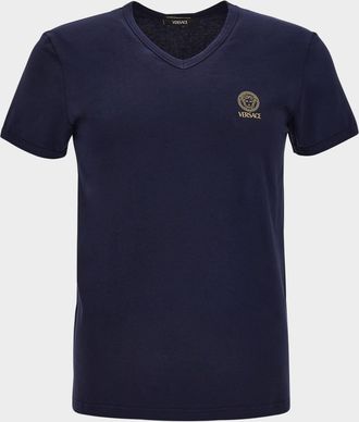 Versace Mens Logo V-Neck T-Shirt