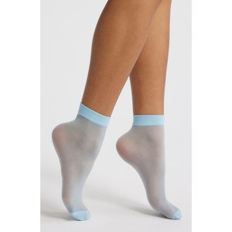 Hue Sheer Ankle Socks in Cerulean at Nordstrom