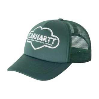 Carhartt Work in Progress Cloud Heart Trucker Cap - unisex - Petten - Groen - ONE Size - Leer - Accessoires