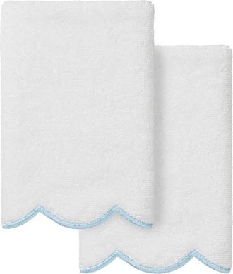 Linum Home Textiles 100% Turkish Cotton Adornia Scallop 2Pc Fingertip Towel Set