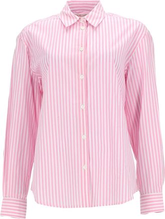 MC2 Saint Barth Pink Striped Cotton Embroidered Shirt