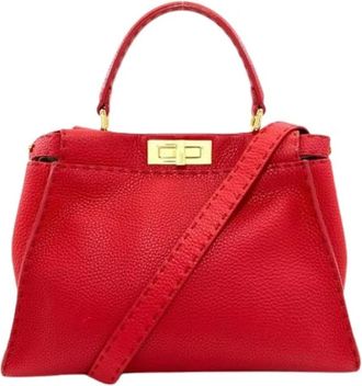 Fendi Pre-owned Peekaboo Handtas - Dames - Pre-owned - Rood - Maat: ONE Size Zijde