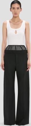 Victoria Beckham Sheer Panel Trouser In Black - 10 - Womens