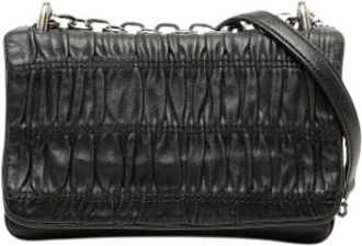 Prada Pre-owned Gathered Shoulder Bag - Dames - Vintage Schoudertas - Zwart - ONE Size - Leer - Vintage